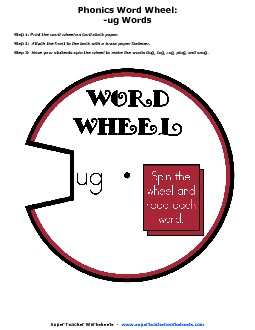 -ug Word Wheel Phonics Worksheet