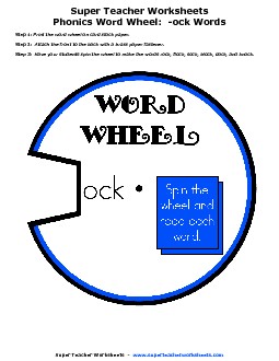 Word Wheel (-ock Words) Phonics Worksheet