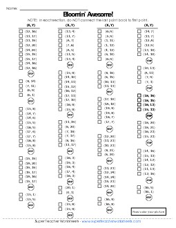 Mystery Graph - Flowers Mystery Graph Picture Worksheet