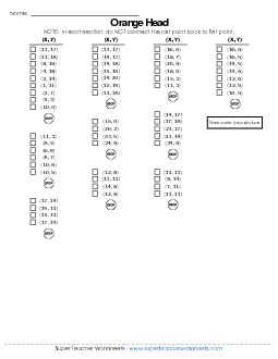 Mystery Graph - Jack-o-Lantern (Easier) Mystery Graph Picture Worksheet