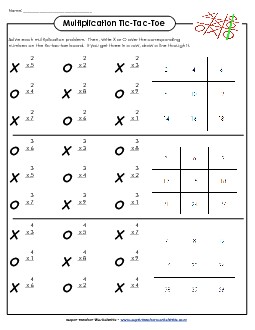 Multiplication Tic-Tac-Toe Worksheet