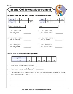 In-Out Boxes: Measurement In Out Worksheet