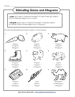 Estimating Weight Free Measurement Worksheet