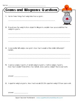 Weight Questions Measurement Worksheet