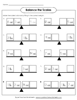 Weight Balance Scales Measurement Worksheet