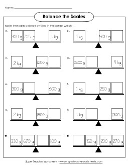 Weight Balance Scales Measurement Worksheet