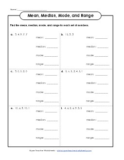 Mean, Median, Mode, and Range Boxes Mean Median Mode Range Worksheet