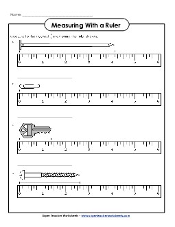 Measuring - Nearest Eighth Inch #1 Free Measurement Worksheet