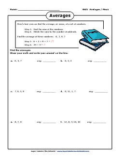 Find the Averages Free Mean Median Mode Range Worksheet