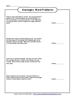 Finding Averages (Mean) Mean Median Mode Range Worksheet