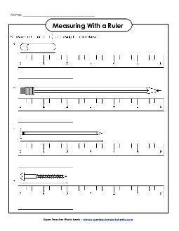 Measuring - Nearest Half Inch #1 Free Measurement Worksheet