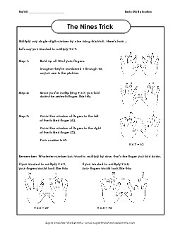 Multiplication Nines Trick Worksheet