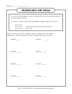 Draw Arrays Multiplication Worksheet