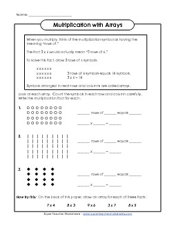 Introduction to Arrays Multiplication Worksheet