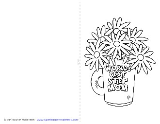 Card: Flower Mug Mothers Day Worksheet