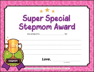 Super Stepmom Award Mothers Day Worksheet