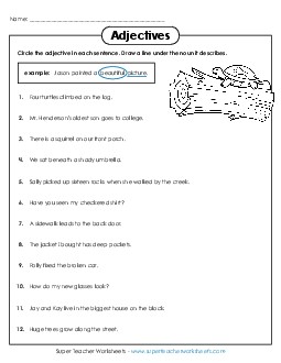 Adjectives Worksheet Worksheet