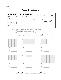 Area & Perimeter 2 (Basic) Geometry Worksheet