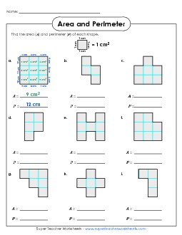 Area & Perimeter (Basic) Geometry Worksheet