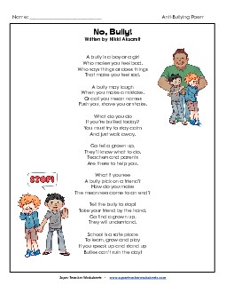 No, Bully! Bullying Worksheet