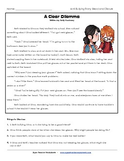 A Clear Dilemma Bullying Worksheet