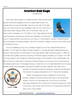 Eagle (Long) 5th Grade Reading Comprehension Worksheet