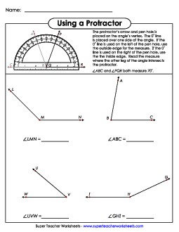 Using a Protractor 4 Geometry Worksheet