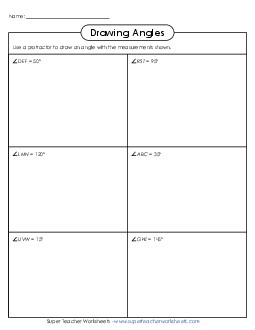 Drawing Angles Geometry Worksheet