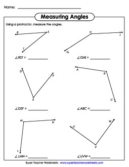 Measure Angles with Protractor Geometry Worksheet