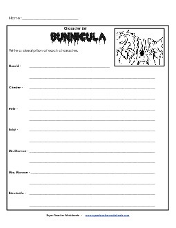 Character List Books Worksheet