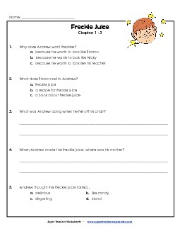 Questions (Chapters 1-3) Free Books Worksheet