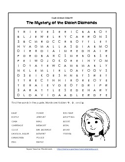 C.J. Diamonds: Word Search Books Worksheet