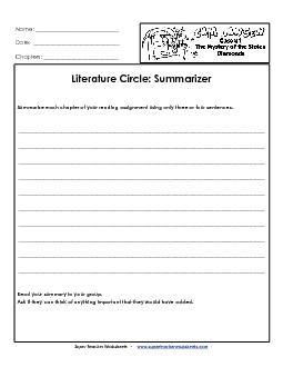 Lit. Circles: Summarizer Books Worksheet