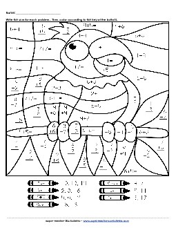 Addition Mystery Picture: Parrot Worksheet