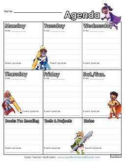 Superhero Homework Agenda Teachingtools Worksheet