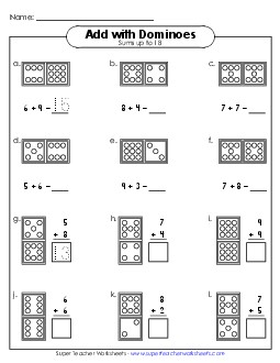 Domino Addition (Up to 18) Worksheet