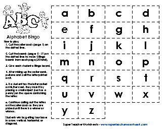 Alphabet Bingo Worksheet