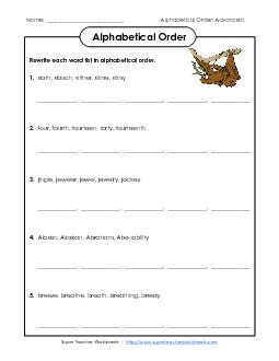 Advanced ABC Order #2 Alphabetical Order Worksheet