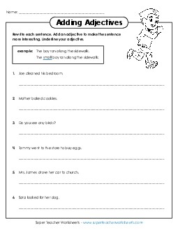 Adding Adjectives Worksheet