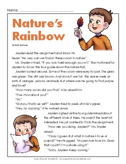 Nature's Rainbow (Fiction) 3rd Grade Reading Comprehension Worksheet