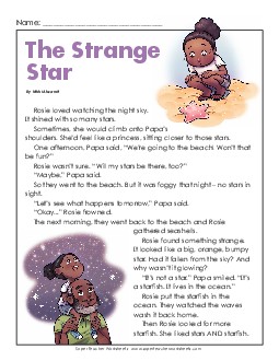 The Strange Star (Fiction) 3rd Grade Reading Comprehension Worksheet