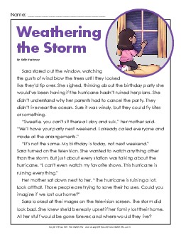 Weathering the Storm (Fiction) 3rd Grade Reading Comprehension Worksheet