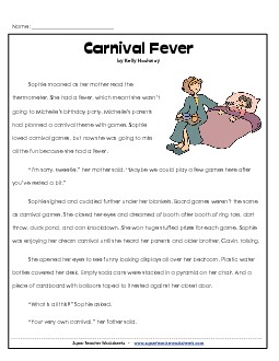 Carnival Fever (Fiction) 3rd Grade Reading Comprehension Worksheet