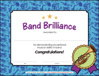 Band Brilliance Award Awards Worksheet