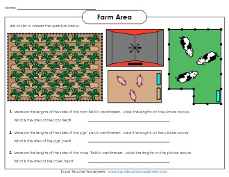 Farm: Area of Rectangles Geometry Worksheet