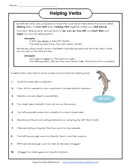 Helping Verbs - Advanced Actionverbs Worksheet