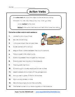 Action Verbs 1 Actionverbs Worksheet