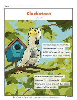 Clockatoos 5th Grade Reading Comprehension Worksheet