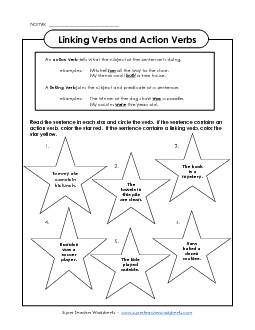 Linking Verbs versus Action Verbs Actionverbs Worksheet