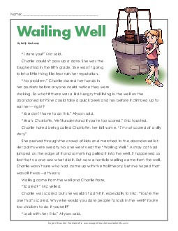 Wailing Well 5th Grade Reading Comprehension Worksheet